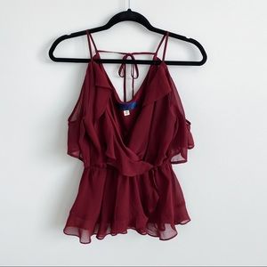 Burgundy Ruffle Blouse